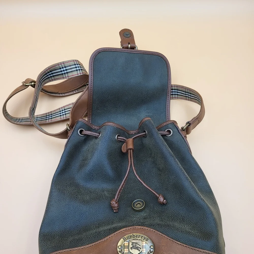 Burberrys leather vintage England check crossbody shoulder bag..authentic ! - Picture 15 of 16